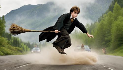 Harry potter drifting on a broom