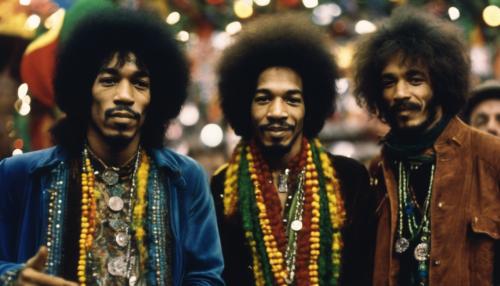 Jimi hendrix hanging out with bob marley and tommy chong