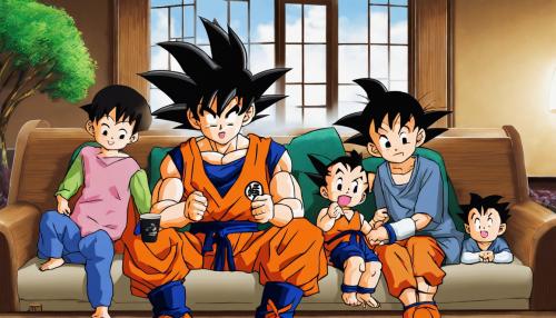 Goku relaxing with his family 