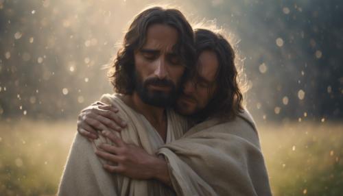 Jesus hugging crying person