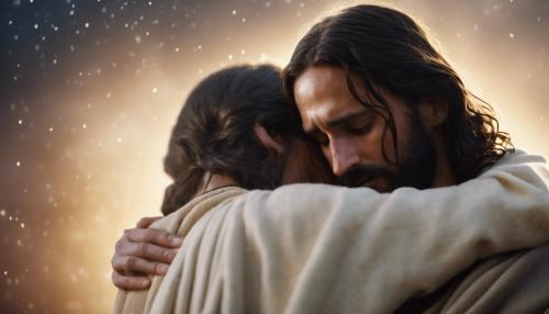 Jesus embracing crying person