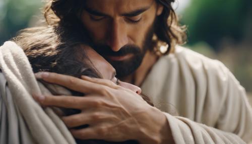 Jesus embracing crying person