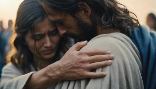 Jesus embracing crying person