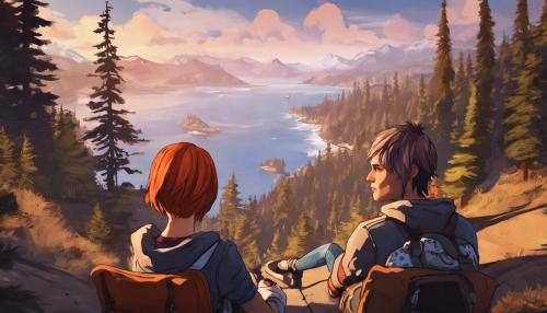 Large image of chloe price and max caufield with pretty art of arcadia bay from the game life is strange 