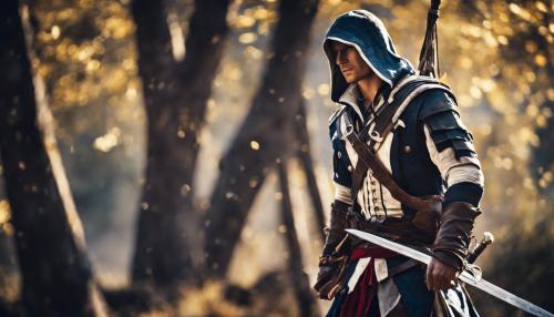 Connor kenway from assassins creed 3 with sword