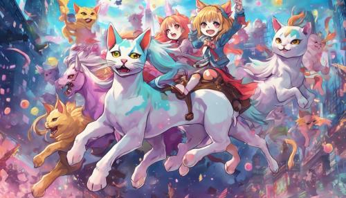 Cute zombie cats taking over the world riding unicorns