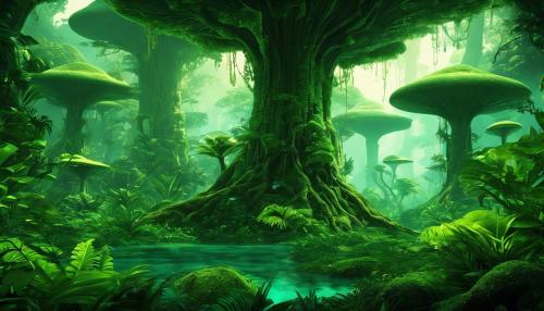 Lush exotic alien forest