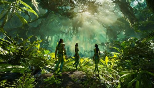 Avatar Na'vi walking together in a forest