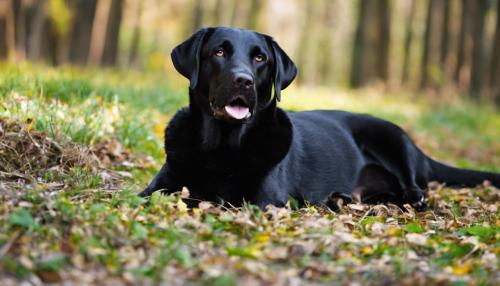 black Labrador dog lying down