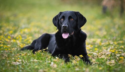 black Labrador dog lying down