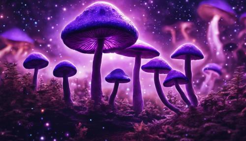 Purple magic mushrooms cosmic effect