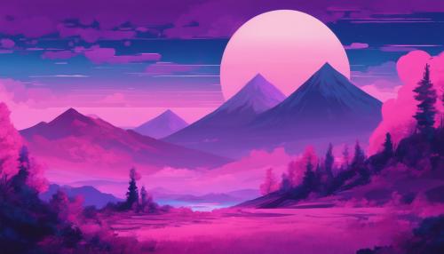 lofi influenced scene with purple, blue and pinks hues