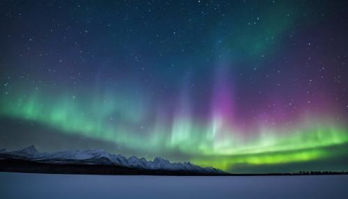 Nightsky filled with bright stars and aurora borealis