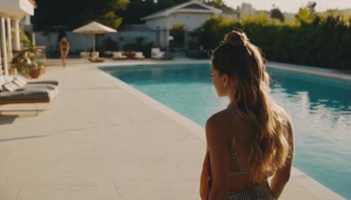 Addison Rae standing near a pool