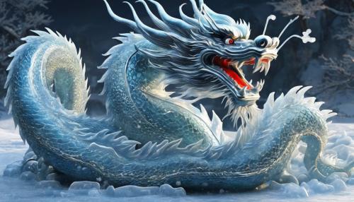 Chinese dragon with ice around