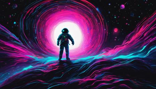 neon astronaut art coming out of a black hole