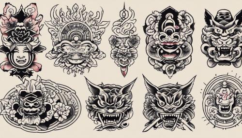 Japanese traditional tattoo flash sheet