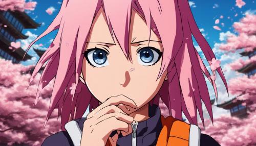 Sakura from naruto blowing a kiss