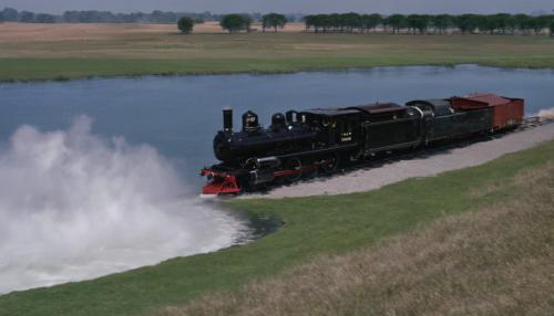 A Steam Engine Drives in Water