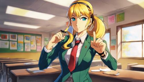 Samus aran dressed as a school teacher, pov,