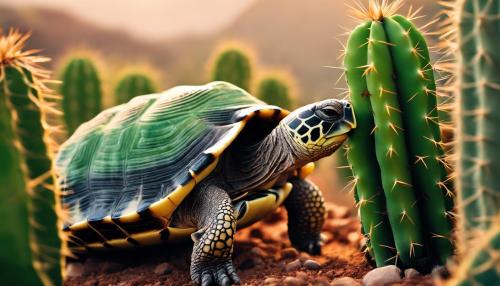 turtle hugging a cactus 4k 