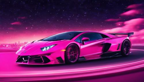 pink fast car night sky background 4k