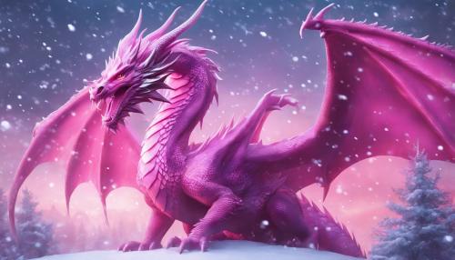 pink dragon, fantasy, in the snow 4k 