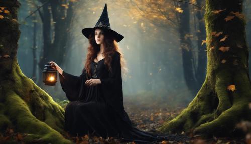 witch casting spells, fantasy, in the forest 