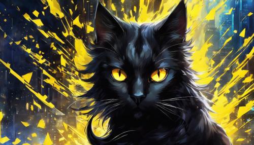 Black cat with yellow eyes 