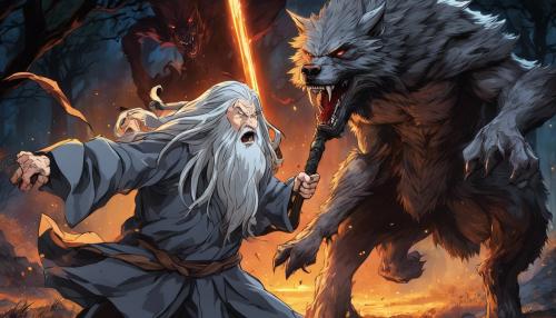 Gandalf fighting werewolf