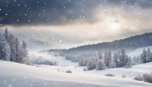 White Snowy landscape with snow falling