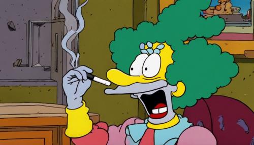 Krusty the Clown smoking moon rocks 