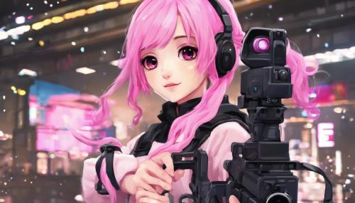 Cute anime girl with pink hair holding a dsr50