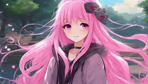 Long pink hair anime girl