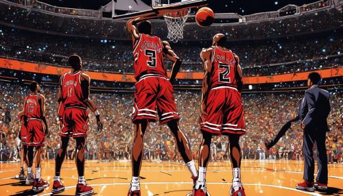 Michael Jordans famous slam dunk from the free throw line