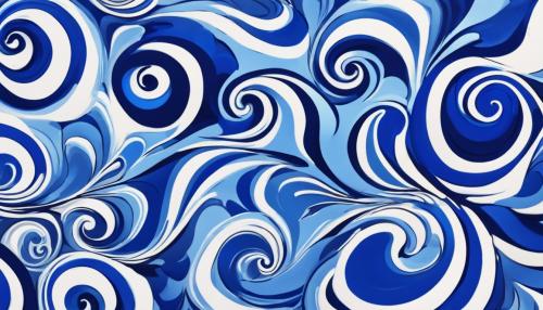 blobs of royal blue, light blue, and white, swirl, cartoonish look