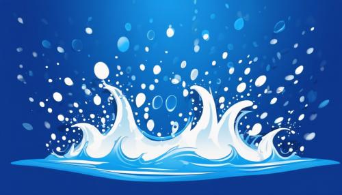 cartoon water splash of light blue and white on royal blue backround