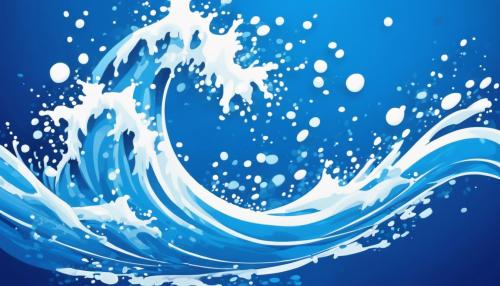 BIG cartoon water splash white and light blue on royal blue backround