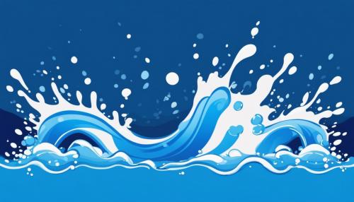 cartoon water splash light blue and white on royal blue backround