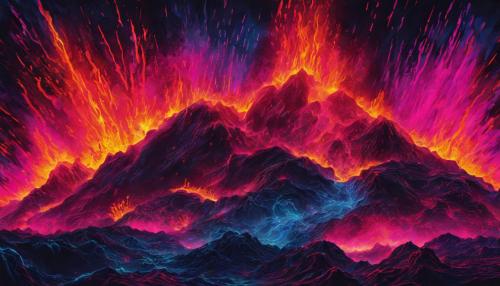 A Valvano erupting with neon lava 