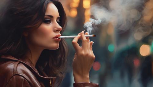 A cool beautiful brunette girl smoking a cigarette 