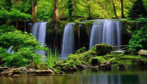 Waterfall trees pond