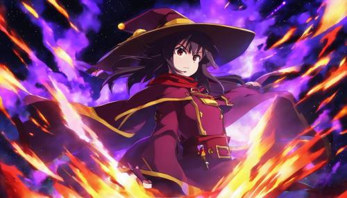 megumin with purple fire surrounding her