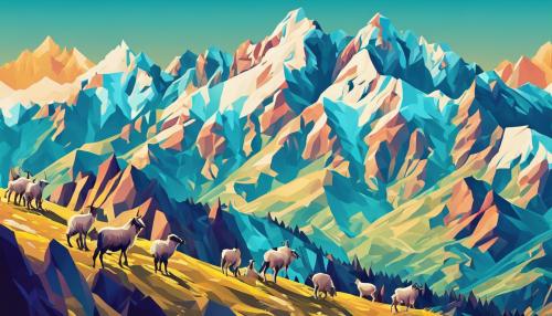 mountain range with goats