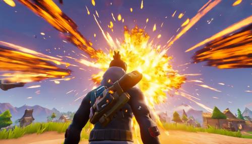 fortnite skin with explosion behind him