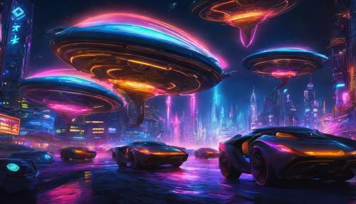 alien city, futuristic, night, neon city, flying cars, stars, fantasy, hyper realistic