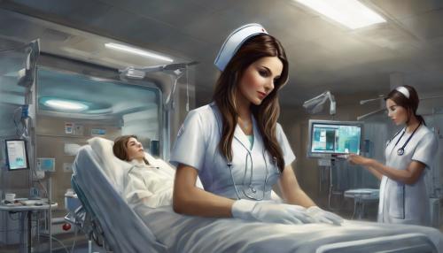 nurse, futuristic, LPN, hospital, woman, long brown hair, helping the sick, realistic