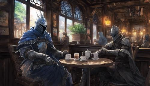 Artorias de dark souls tomando cafe con havel la roca