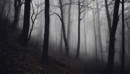 Dark woods foggy