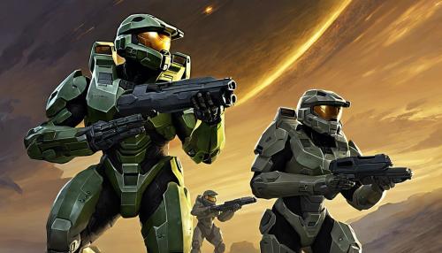 Master chief and noble 6 from halo fighting covenant